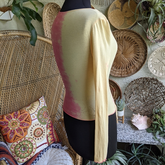 Free People XS Tie Dye Long Sleeve Top Asymmetrical Drawstring Tee - Picture 10 of 14